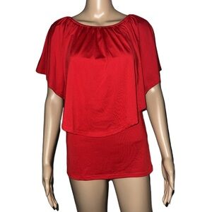 Merryfun Women's Multi-way Top Loose Casual Ruffle Tunic Blouse Shirt S,Red